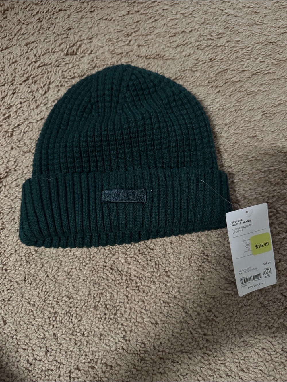 ATHLETA Dark Green Ribbed Knit Beanie
